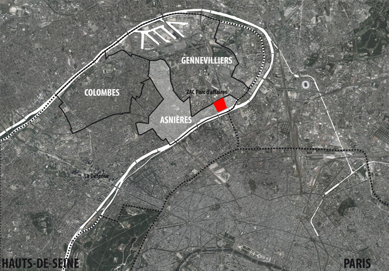 Asnlères : ZAC parc d'affaires localisation dans boucle nord de la Seine 92