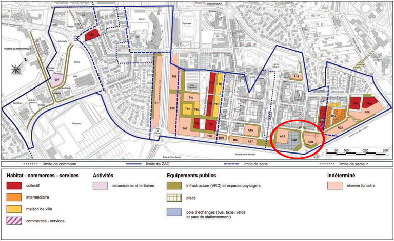 Guyancourt : ZAC Villaroy plan de masse général avec lots
