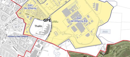 Guyancourt Thalès plan des ZAC PLUI SQY CROPED