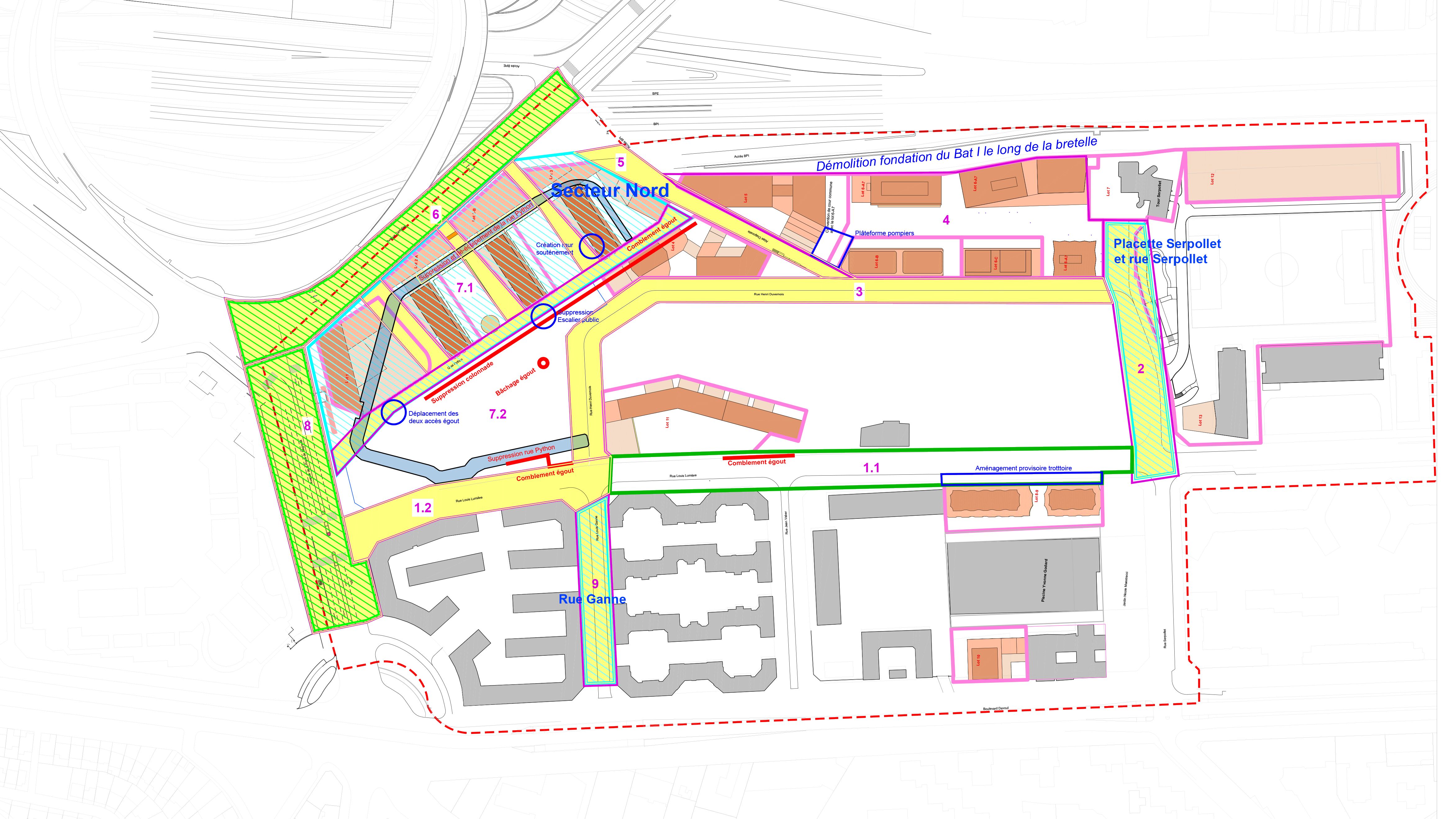 Paris ZAC Python Duvernois Plan périmètres espaces publics