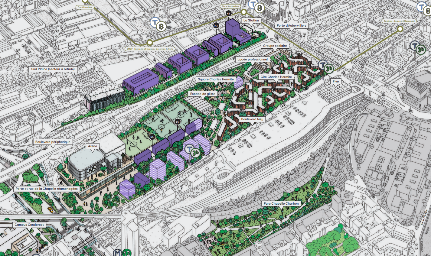 Axonométrie Gare des Mines