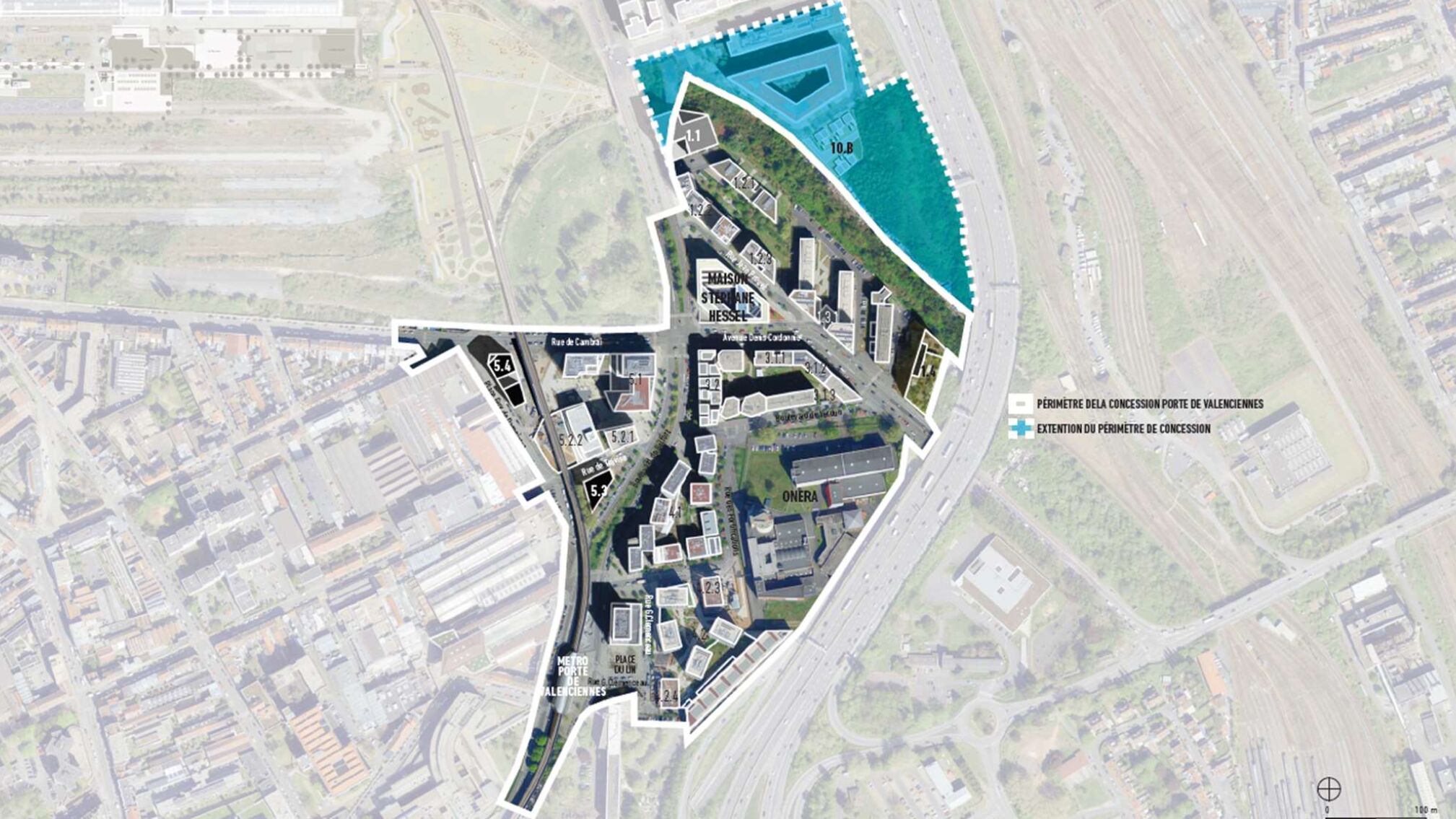 Lille ZAC Porte de Valenciennes plan périmètre