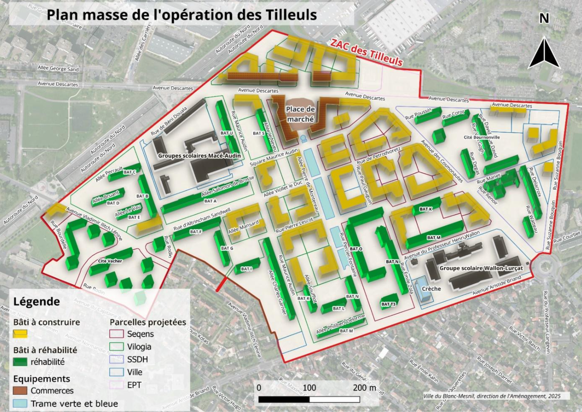 Le Blanc Mesnil   ZAC des Tilleuls   Plan masse