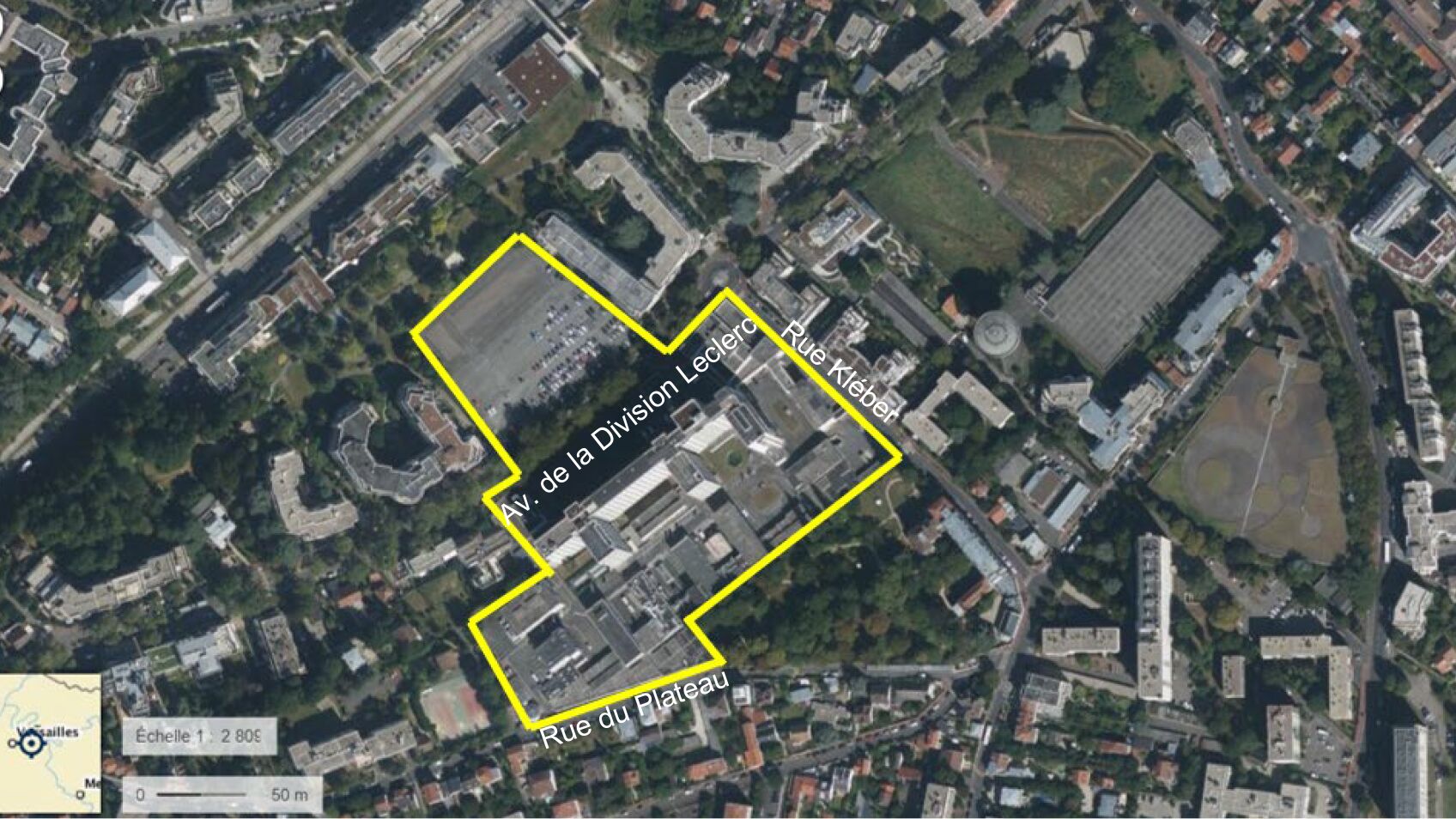 Périmètre d'étude du site de l'Onera à Châtillon