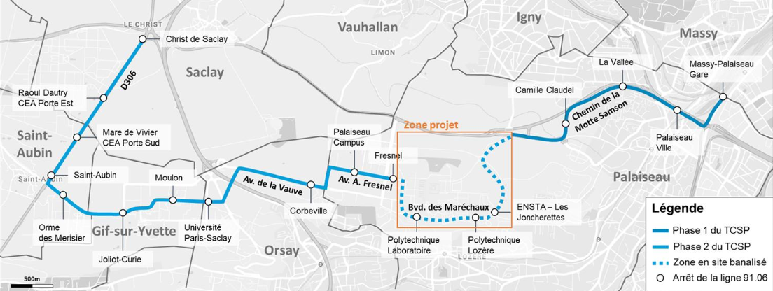 Zone de projet TCSP Massy Saclay