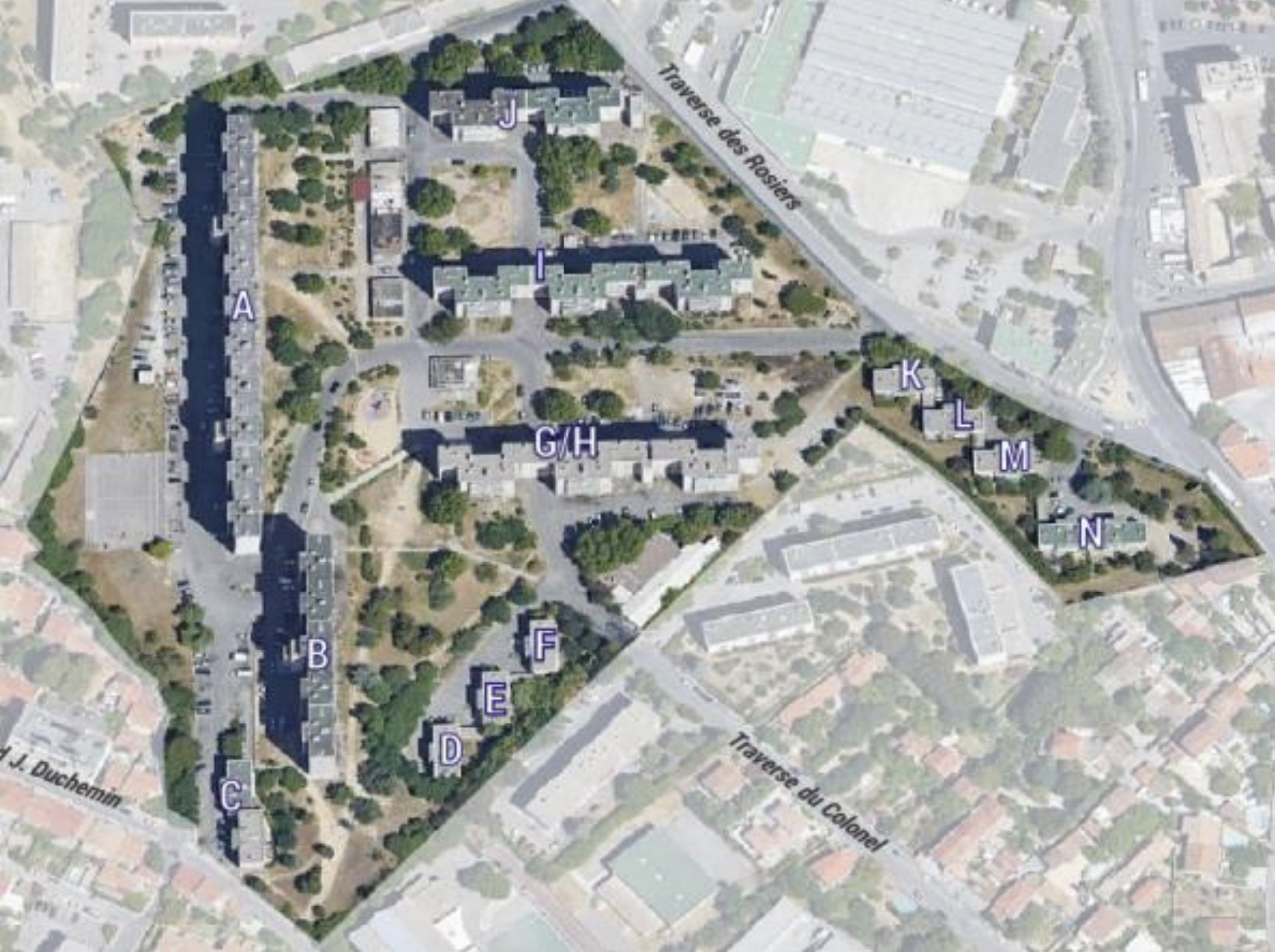 Marseille vue aérienne copropriété Les Rosiers