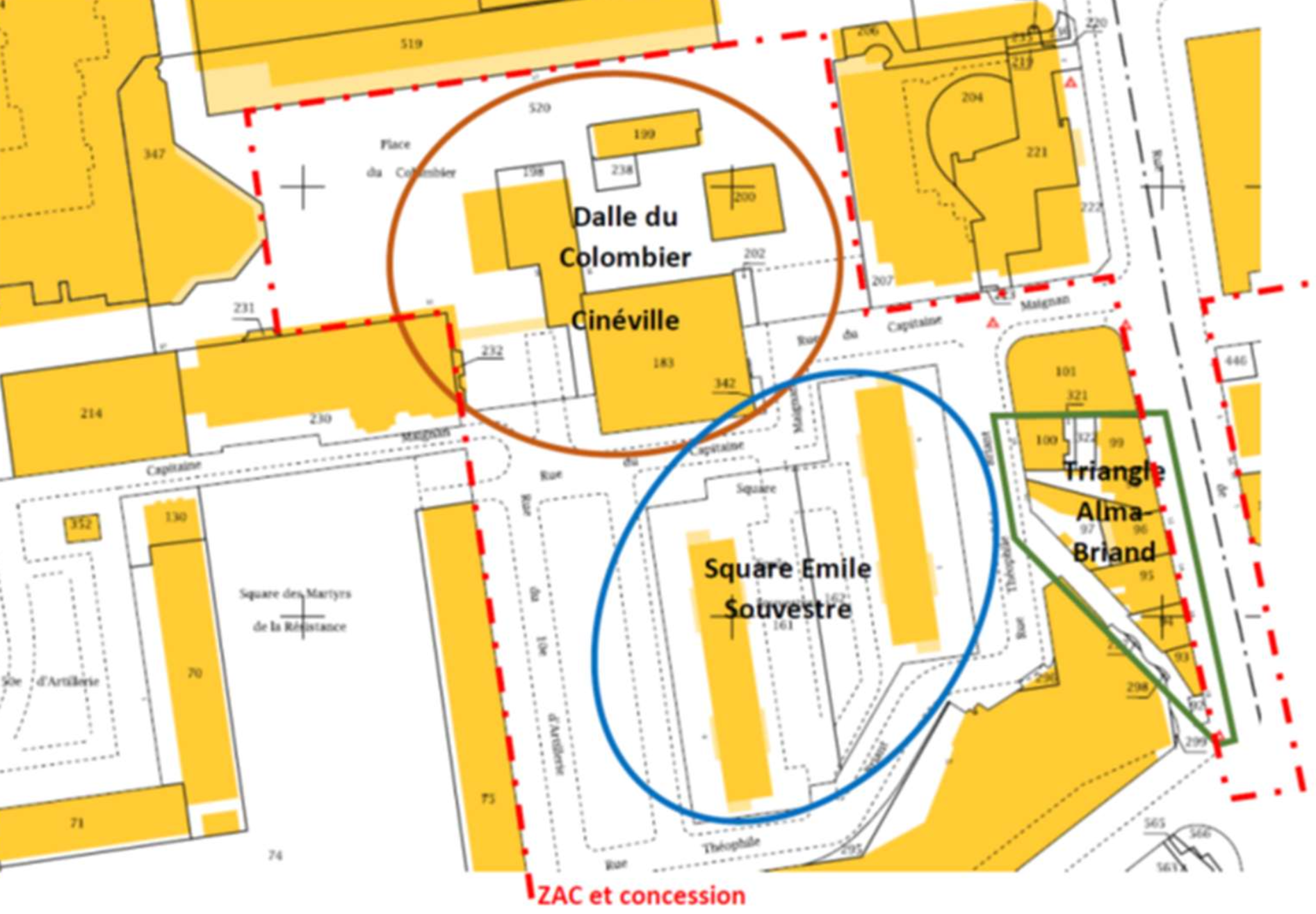 Rennes ZAC Eurorennes dalle Colombier situation