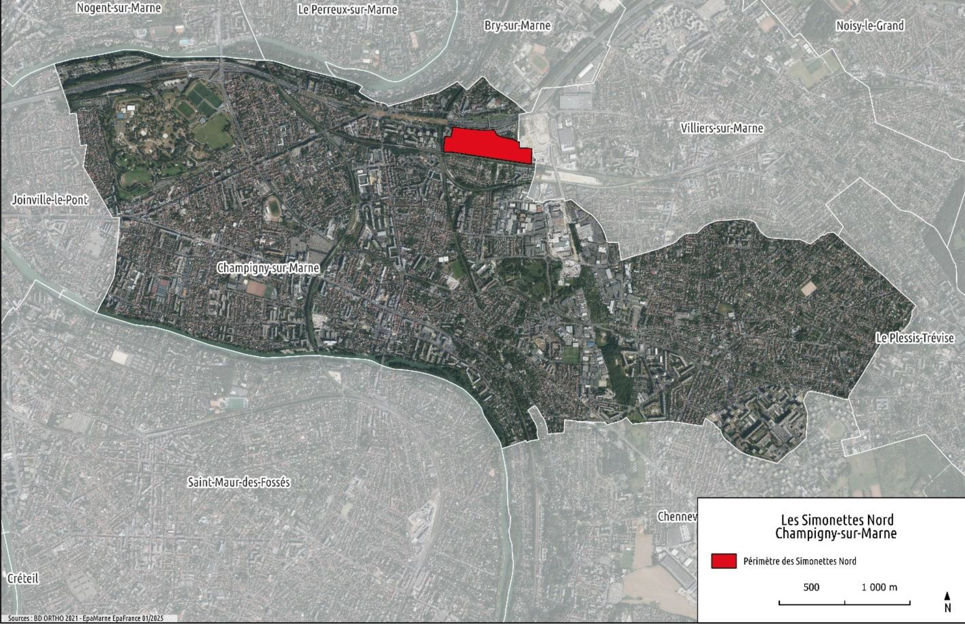 Champigny sur Marne localisation des Simonettes Nord HBE