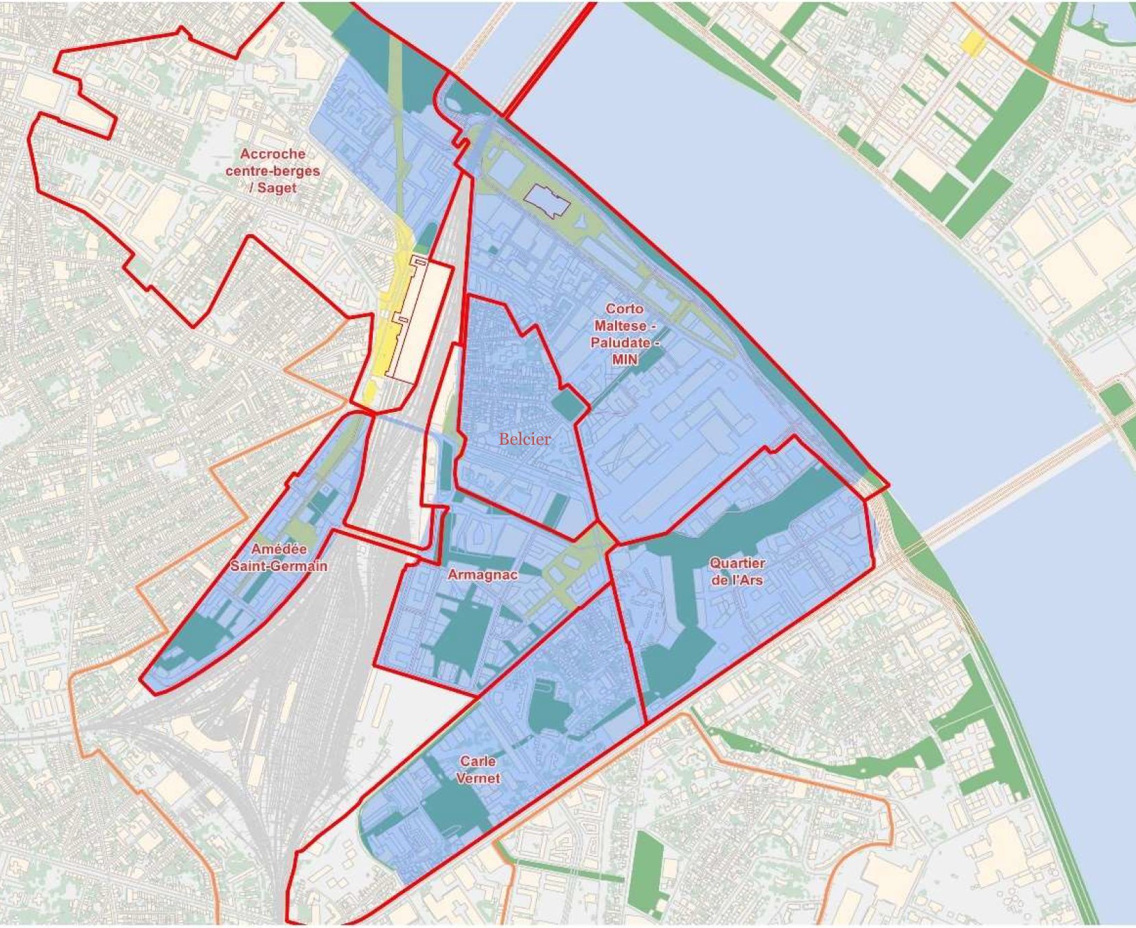 Bordeaux ZAC Saint Jean Belcier quartiers